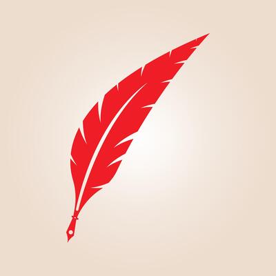 Feather quill trendy artwork beautiful abstract illustration colorful practical design