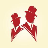 Double man trendy artwork cute abstract illustration colorful practical design vector