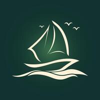 Sailboat boat trendy artwork handsome abstract illustration colorful practical design vector