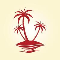 Beach tree trendy artwork cute abstract illustration colorful practical design vector