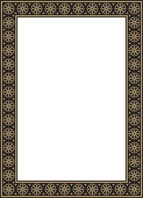 square gold and black ancient Russian ornament. Slavic rectangle, border, frame. Painting of the royal chambers.