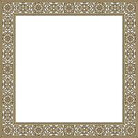 square gold with black border, frame, Pompeii. Rectangle Neopolitan ornament. Art of Ancient Rome. Template for stained glass vector
