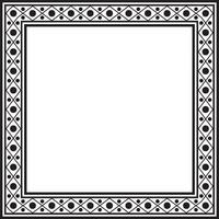 square black monochrome ancient Russian ornament. Slavic rectangle, border, frame. Painting of the royal chambers. vector