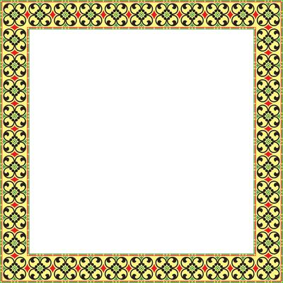 square colored ancient Russian ornament. Slavic rectangle, border, frame. Painting of the royal chambers.
