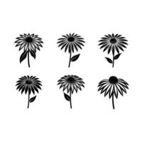 Echinacea Illustration Linocut Silhouette Design vector