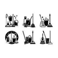 High-quality graphics of cleaning equipment for your design projects vector