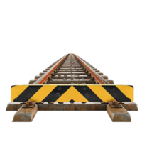 3D Railroad Stop Sign with Chevron Design on Rusty Tracks png