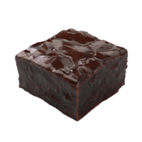 3D Chocolate Fudge Brownie Square Isolated on Transparent Background png