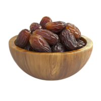Wooden Bowl of Dates Isolated on Transparent Background png
