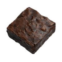 3D Rustic Chocolate Brownie Square Isolated on Transparent Background png