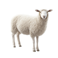 3D Realistic Fluffy Sheep Isolated on Transparent Background png