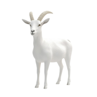 Realistic 3D Illustration of a White Goat with Curved Horns on Transparent Background png