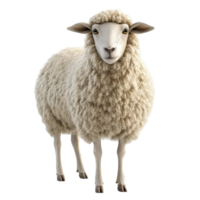3D Realistic Woolly Sheep Front View Isolated on Transparent Background png