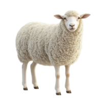 3D Realistic White Sheep with Curly Wool Isolated on Transparent Background png