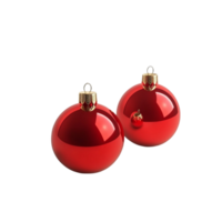 två röd jul bollar vilar på en transparent bakgrund, skapande en festlig och glad Semester atmosfär png