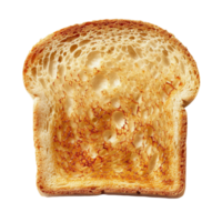 3D Top View Toasted Bread Slice Isolated on Transparent Background png