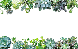A row of succulents and cacti are arranged in a row png