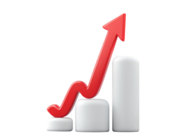 3D Realistic Growth Chart with Red Arrow png