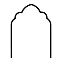Arched Door or Window Architectural Frame, Middle Eastern Classical Style Door and Window Architectural Icon, Black Door Frame Icon Line Art vector