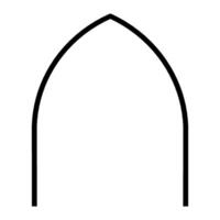 Mosque Door Architectural Frame, Classic Style Door and Window Architectural Icon, Mosque Door Frame Icon, Line Art vector