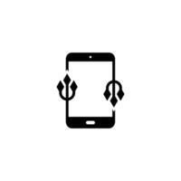 Phone with trident line icon. Linear style sign for mobile concept and web design. vector