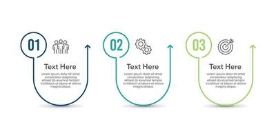 Curved infographic with arrows. 3 steps to success. Business presentation, banner, brochure, marketing and strategy. vector