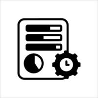 A black and white icon of a clock and a file vector