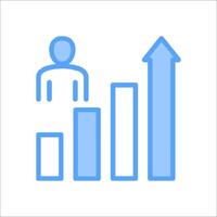 A person is standing on a bar chart with an arrow pointing up vector