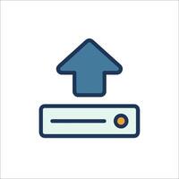 A computer with an arrow pointing up vector
