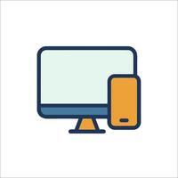 Computer monitor and phone icon illustration vector