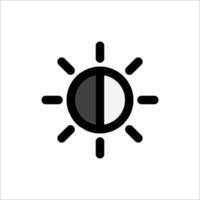 A black and white icon of a sun vector