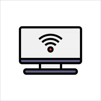 A computer monitor with a wifi symbol on it vector