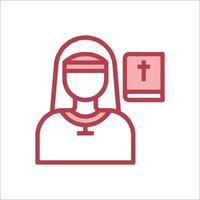 A woman in a veil holding a bible and a cross vector