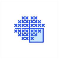 A blue square with a square of crosses on it vector