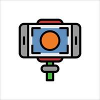 A camera with a red light on it vector