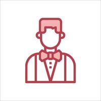A man in a suit and bow tie icon vector