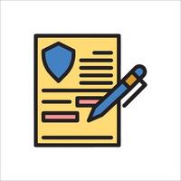A pen and paper with a shield icon vector
