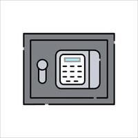 A bank safe with a keypad and a calculator vector