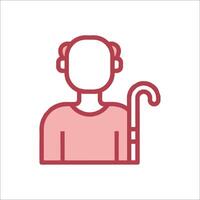 An elderly man with a cane icon vector