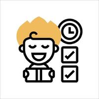 A boy with a clock and check boxes on his face vector
