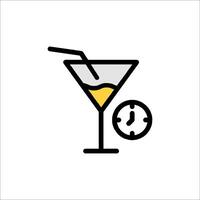 A martini glass with a clock icon vector