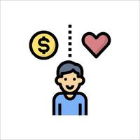 A man is holding a dollar sign and a heart vector