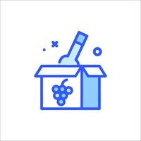 Wine box icon with grapes and bottle vector