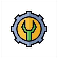 A green wrench in the center of a gear wheel vector
