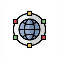 A globe with a red, green and yellow circle around it vector
