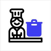 A chef is holding a pot and a pan vector