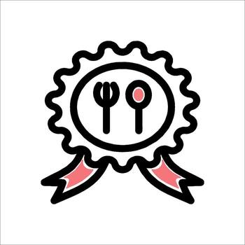 A red ribbon with a fork and spoon in it vector