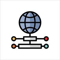 A globe with four different colored lines on it vector