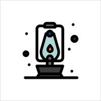 An old lamp with a candle inside it on a table vector