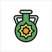 A green vase with a star on it vector